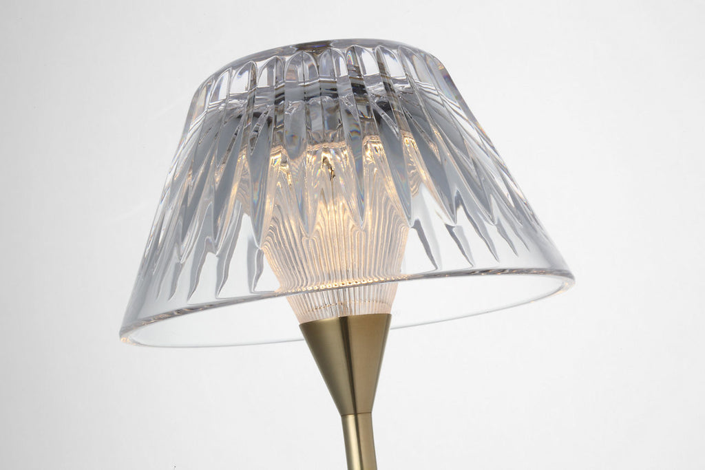 Blaze 16" Rechargeable Table Lamp | Natural Brass | Clear Crystal