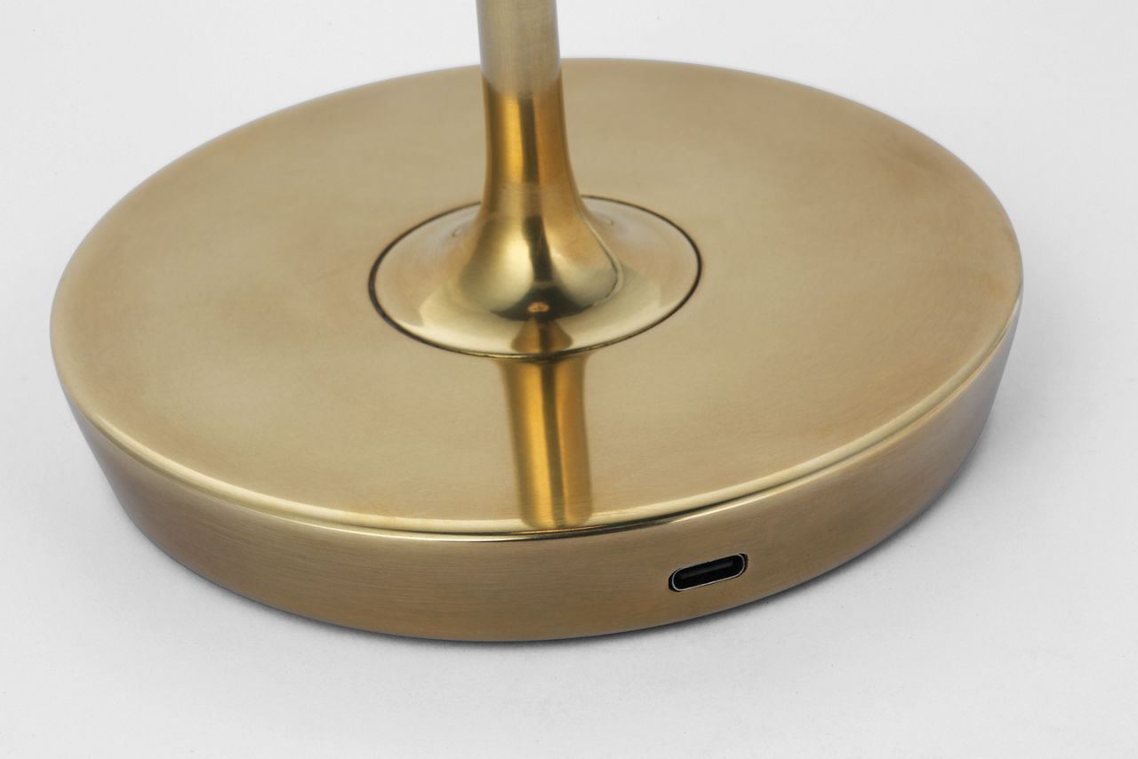 Blaze 16" Rechargeable Table Lamp | Natural Brass | Clear Crystal