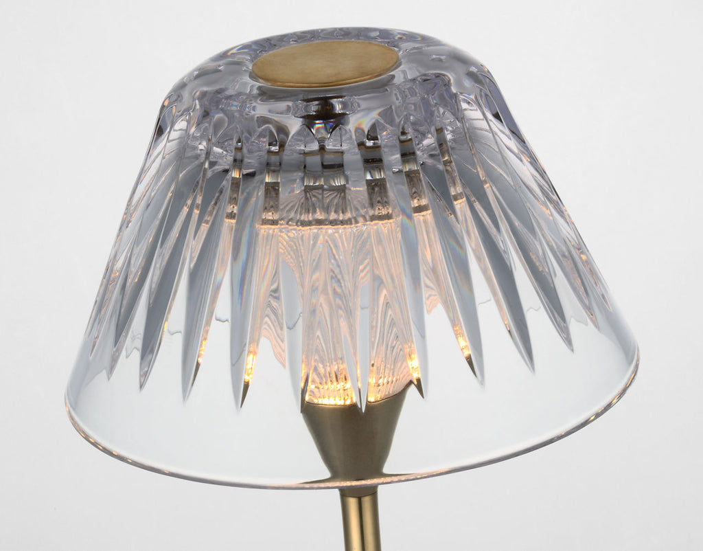 Blaze 16" Rechargeable Table Lamp | Natural Brass | Clear Crystal