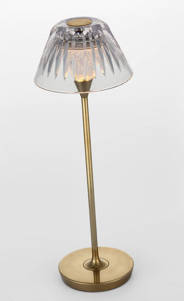 Blaze 16" Rechargeable Table Lamp | Natural Brass | Clear Crystal