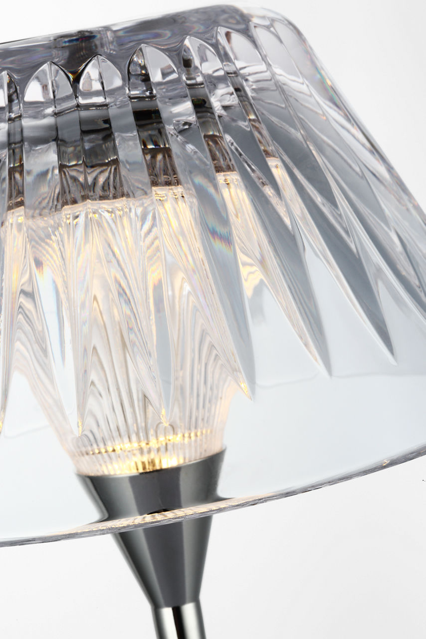 Blaze 16" Rechargeable Table Lamp | Polished Nickel | Clear Crystal