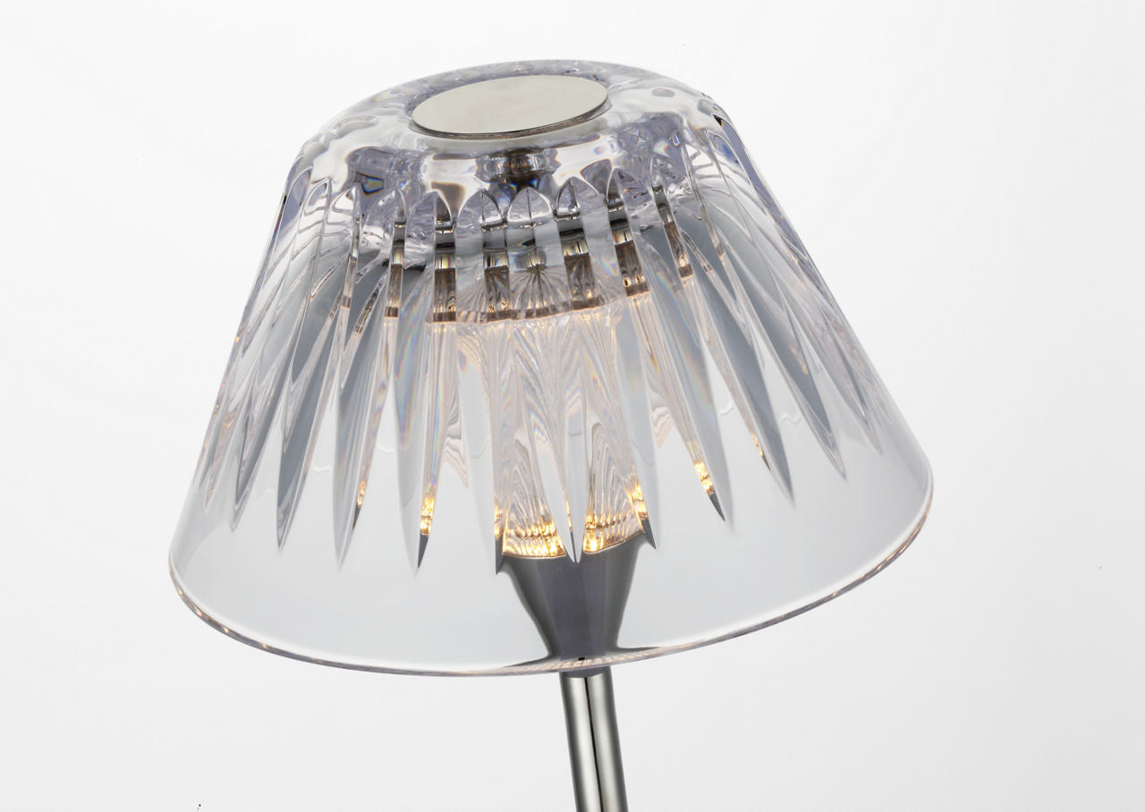 Blaze 16" Rechargeable Table Lamp | Polished Nickel | Clear Crystal