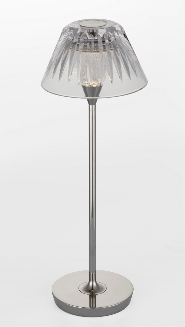 Blaze 16" Rechargeable Table Lamp | Polished Nickel | Clear Crystal