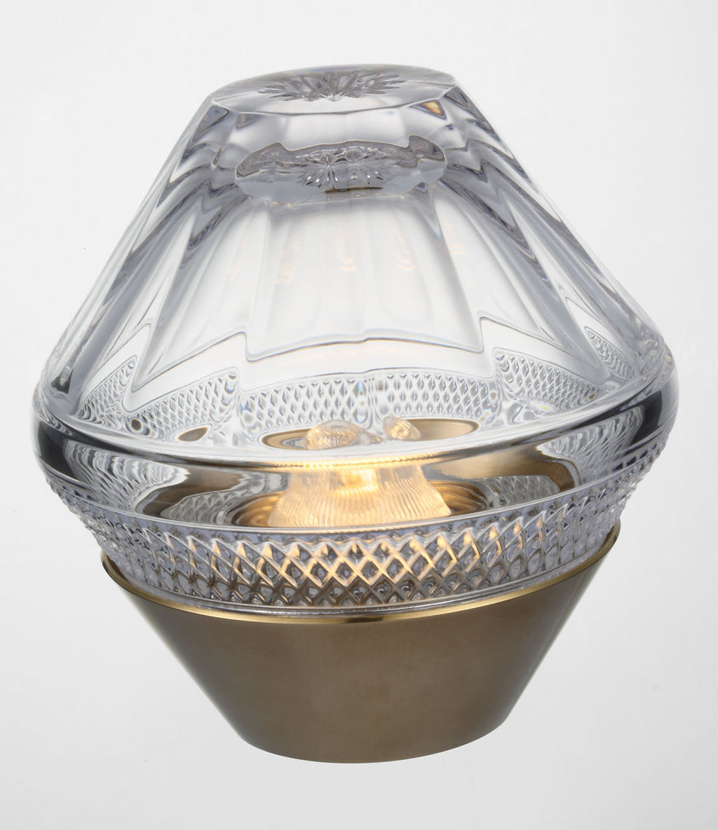 Copper Coast 5" Rechargeable Accent Lamp | Natural Brass | Clear Crystal