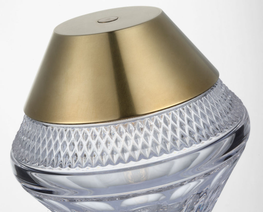 Copper Coast 5" Rechargeable Accent Lamp | Natural Brass | Clear Crystal