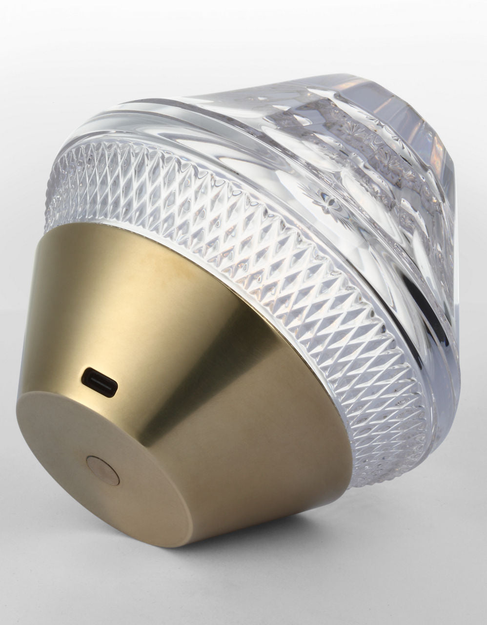 Copper Coast 5" Rechargeable Accent Lamp | Natural Brass | Clear Crystal