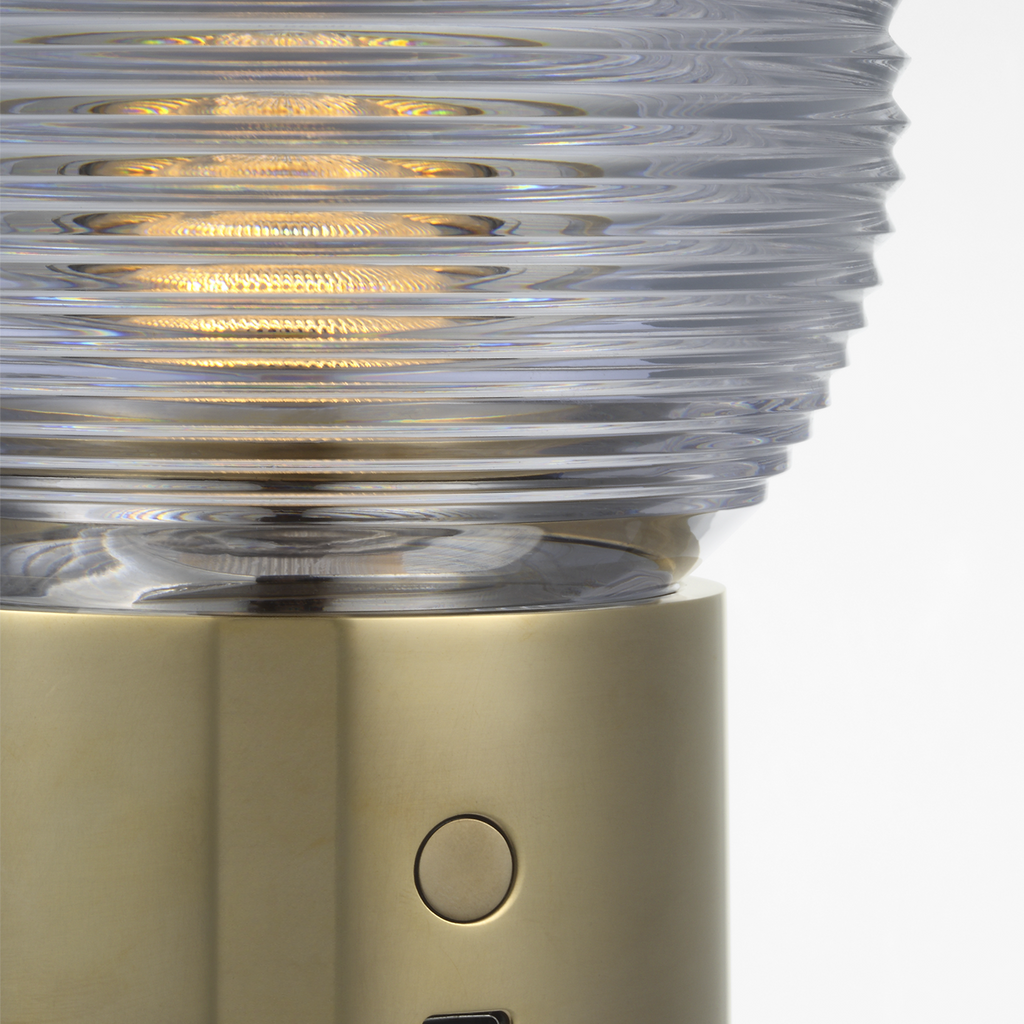 Circon 7" Rechargeable Accent Lamp | Natural Brass | Clear Crystal