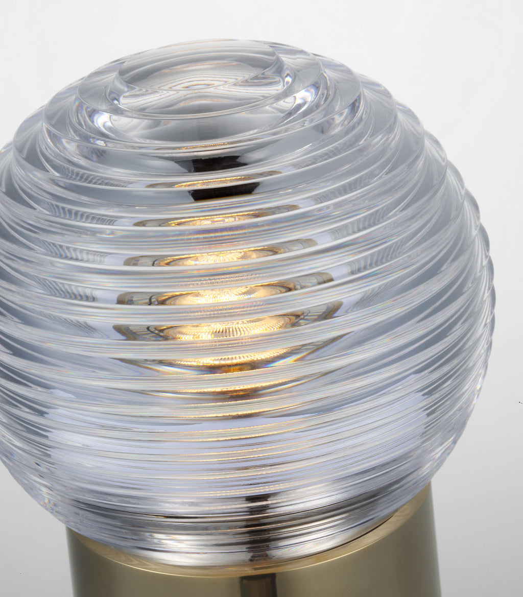 Circon 7" Rechargeable Accent Lamp | Natural Brass | Clear Crystal