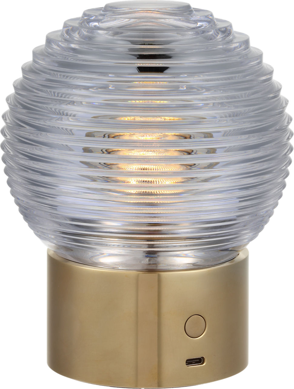 Circon 7" Rechargeable Accent Lamp | Natural Brass | Clear Crystal