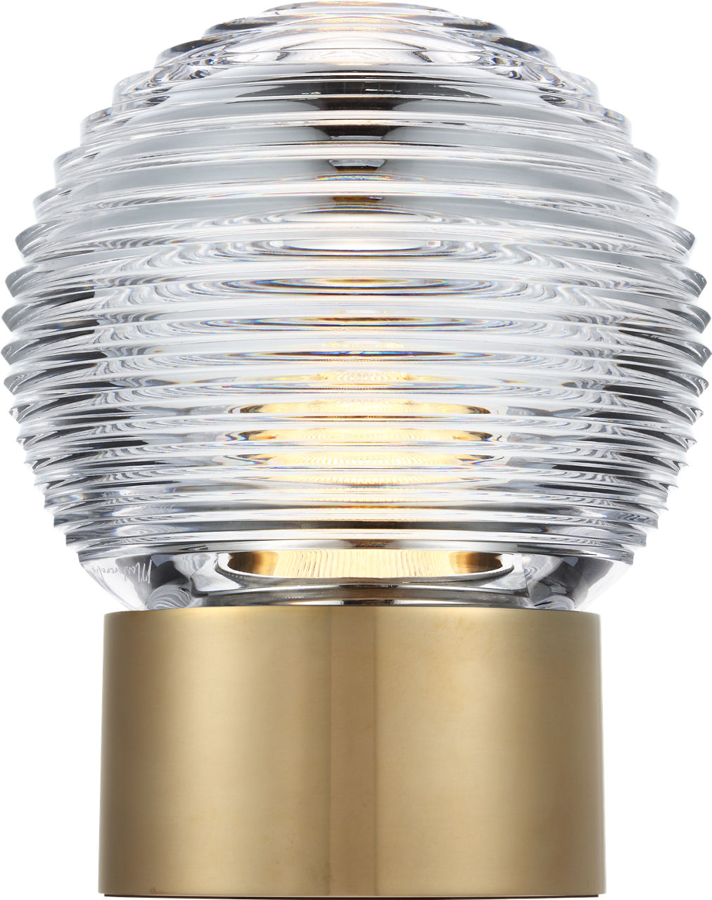 Circon 7" Rechargeable Accent Lamp | Natural Brass | Clear Crystal