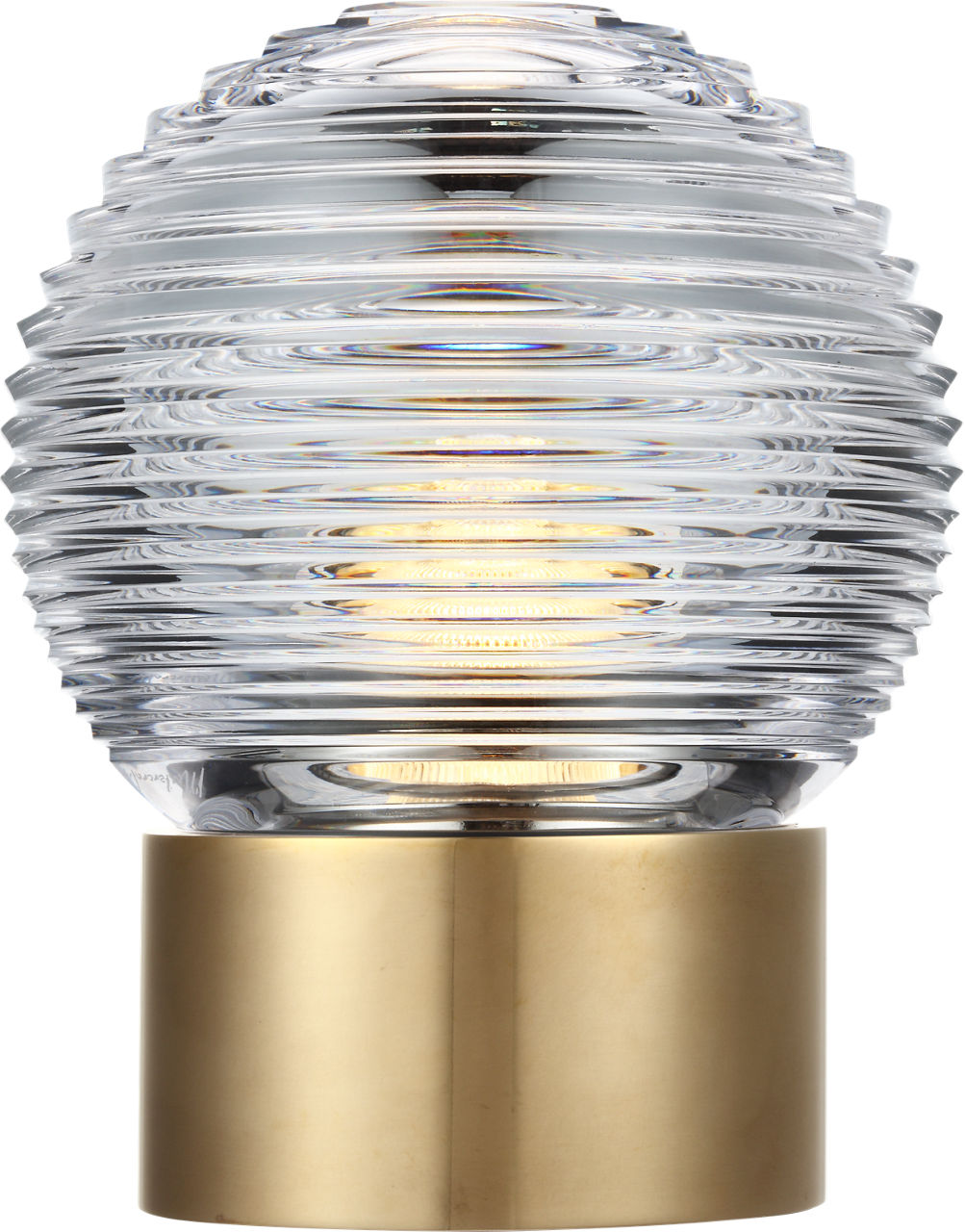 Circon 7" Rechargeable Accent Lamp | Natural Brass | Clear Crystal