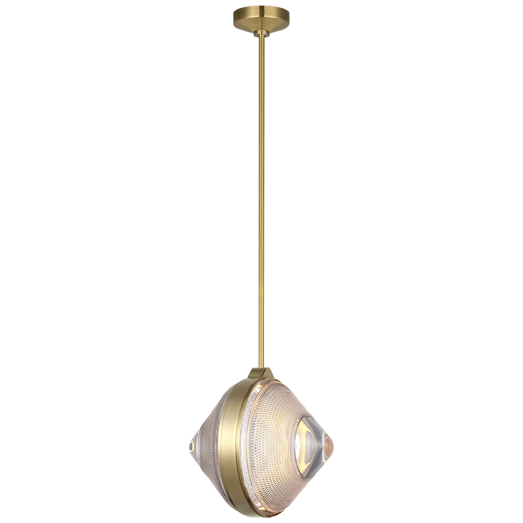 Copper Coast 15" Pendant | Natural Brass | Karo Cut Clear Crystal