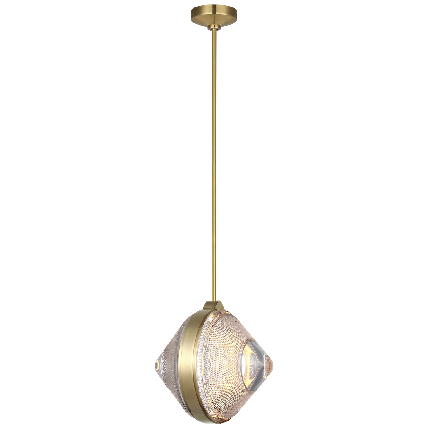 Copper Coast 15" Pendant | Natural Brass | Karo Cut Clear Crystal