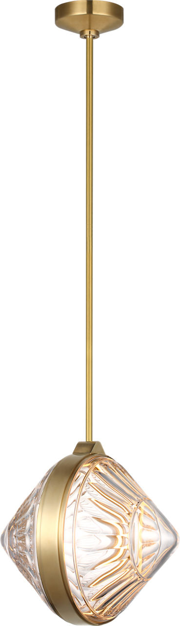 Copper Coast 15" Pendant | Natural Brass | Olive Cut Clear Crystal