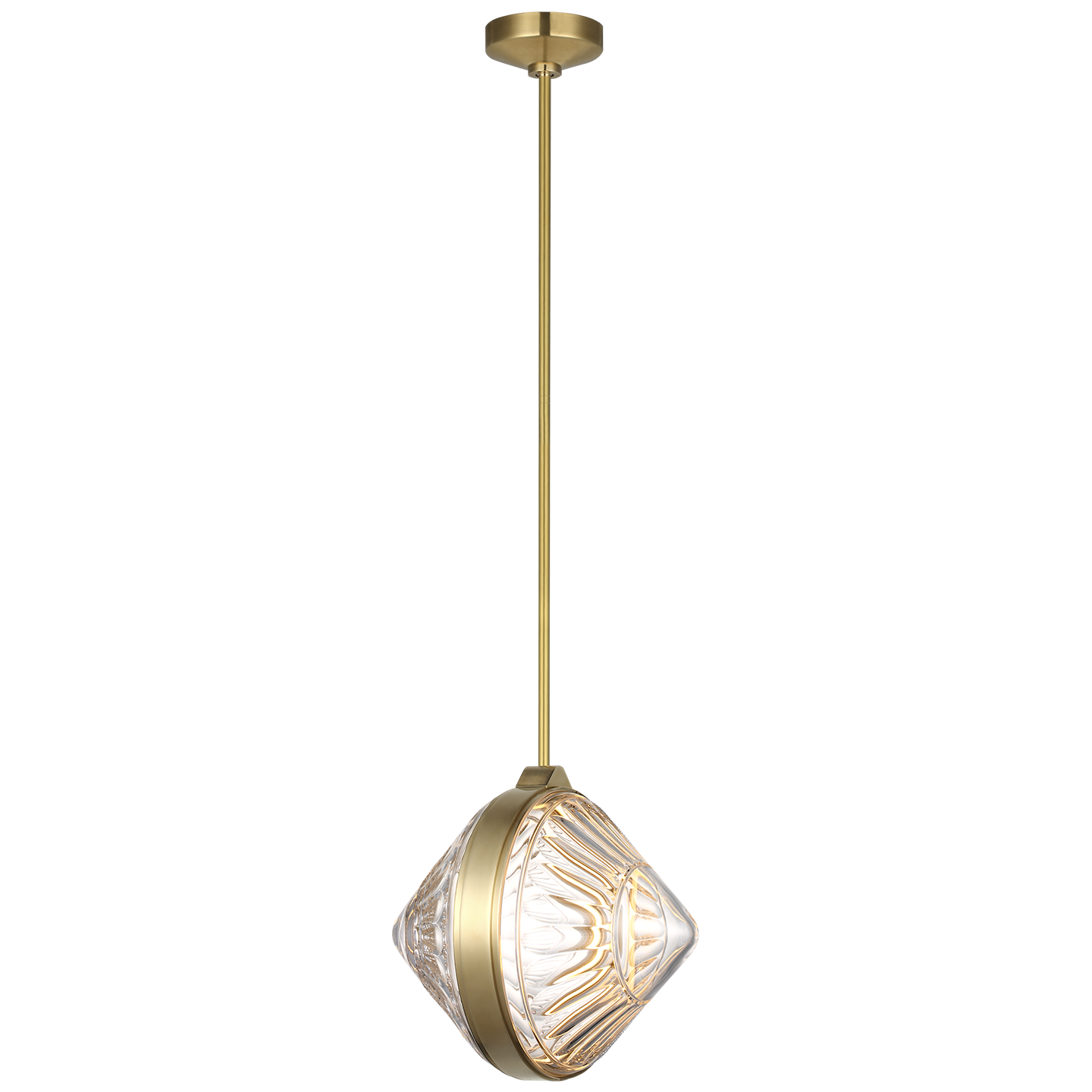 Copper Coast 15" Pendant | Natural Brass | Olive Cut Clear Crystal