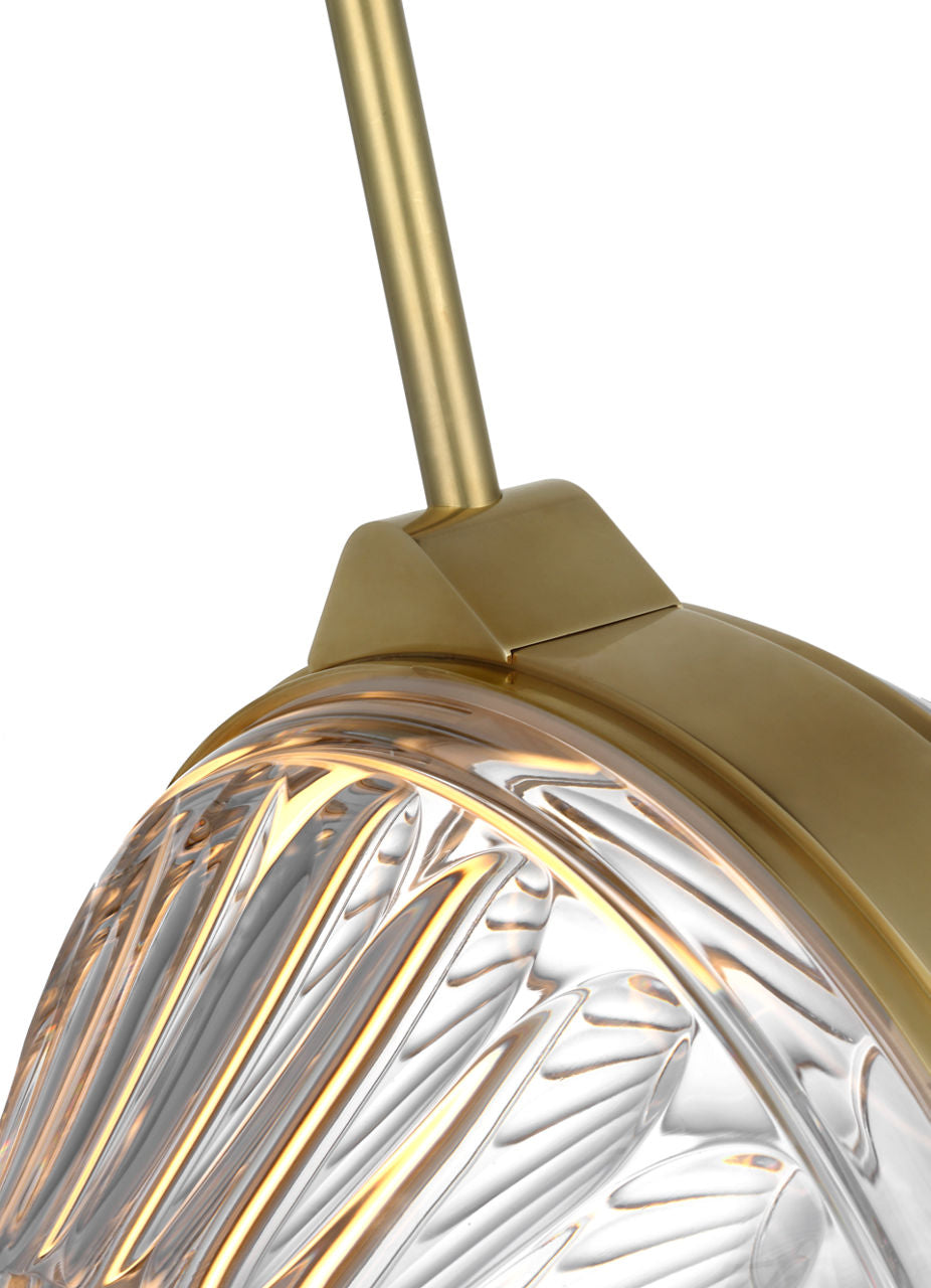 Copper Coast 15" Pendant | Natural Brass | Olive Cut Clear Crystal