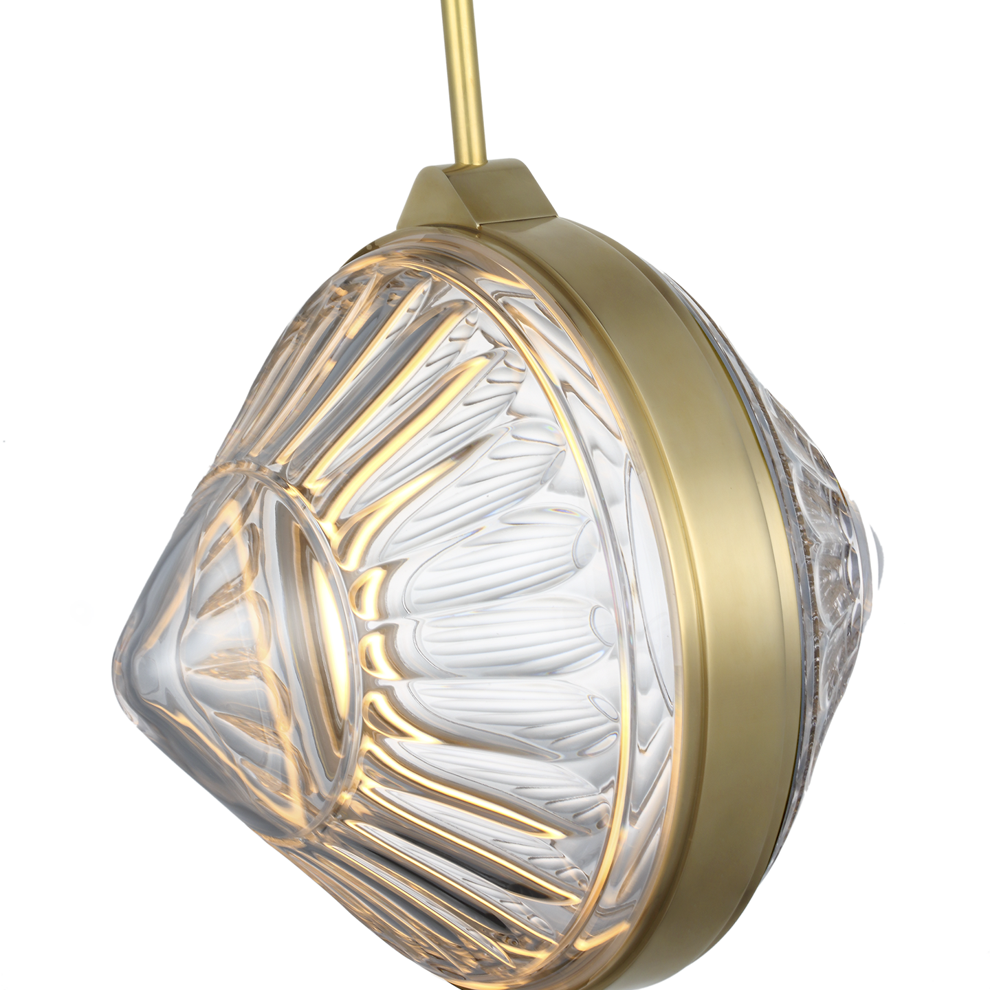 Copper Coast 15" Pendant | Natural Brass | Olive Cut Clear Crystal