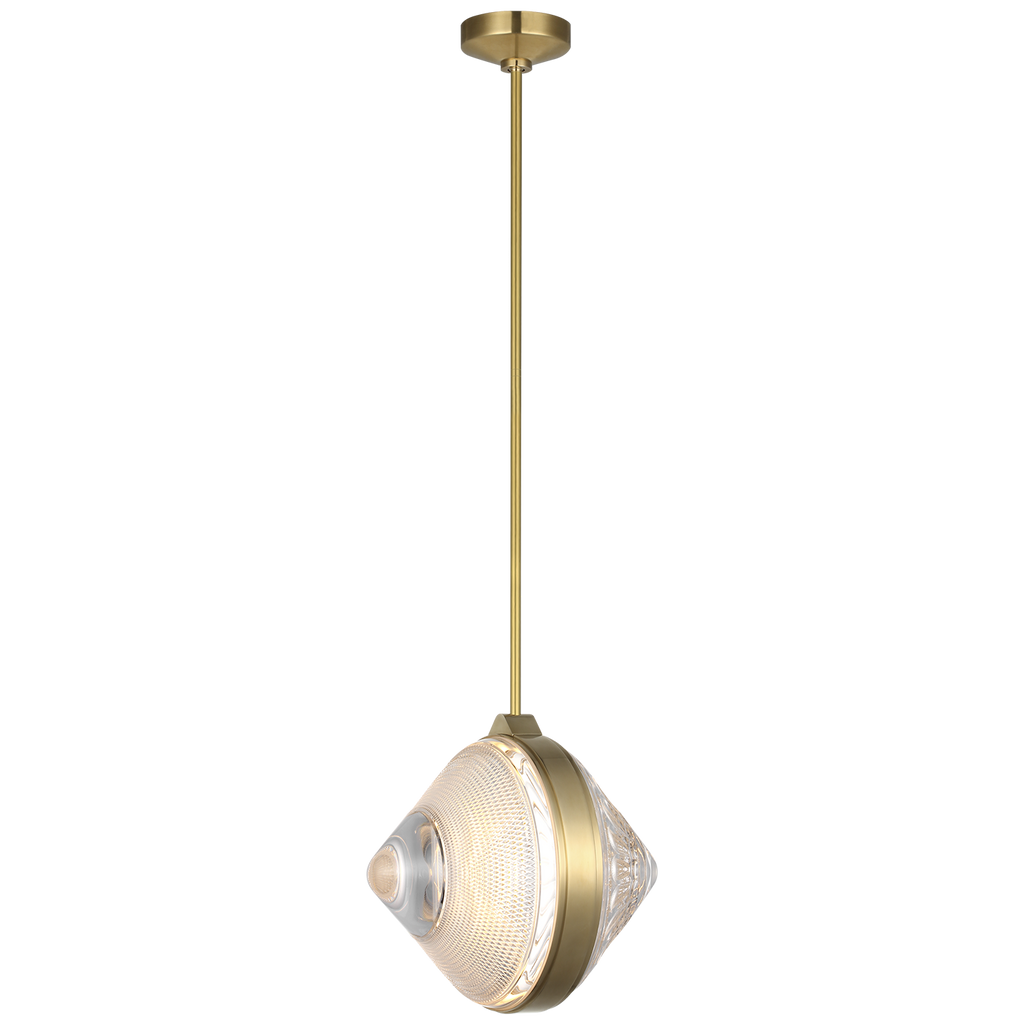 Copper Coast 15" Pendant | Natural Brass | Karo and Olive Cut Clear Crystal