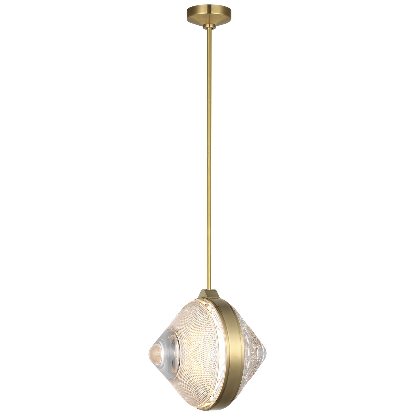 Copper Coast 15" Pendant | Natural Brass | Karo and Olive Cut Clear Crystal