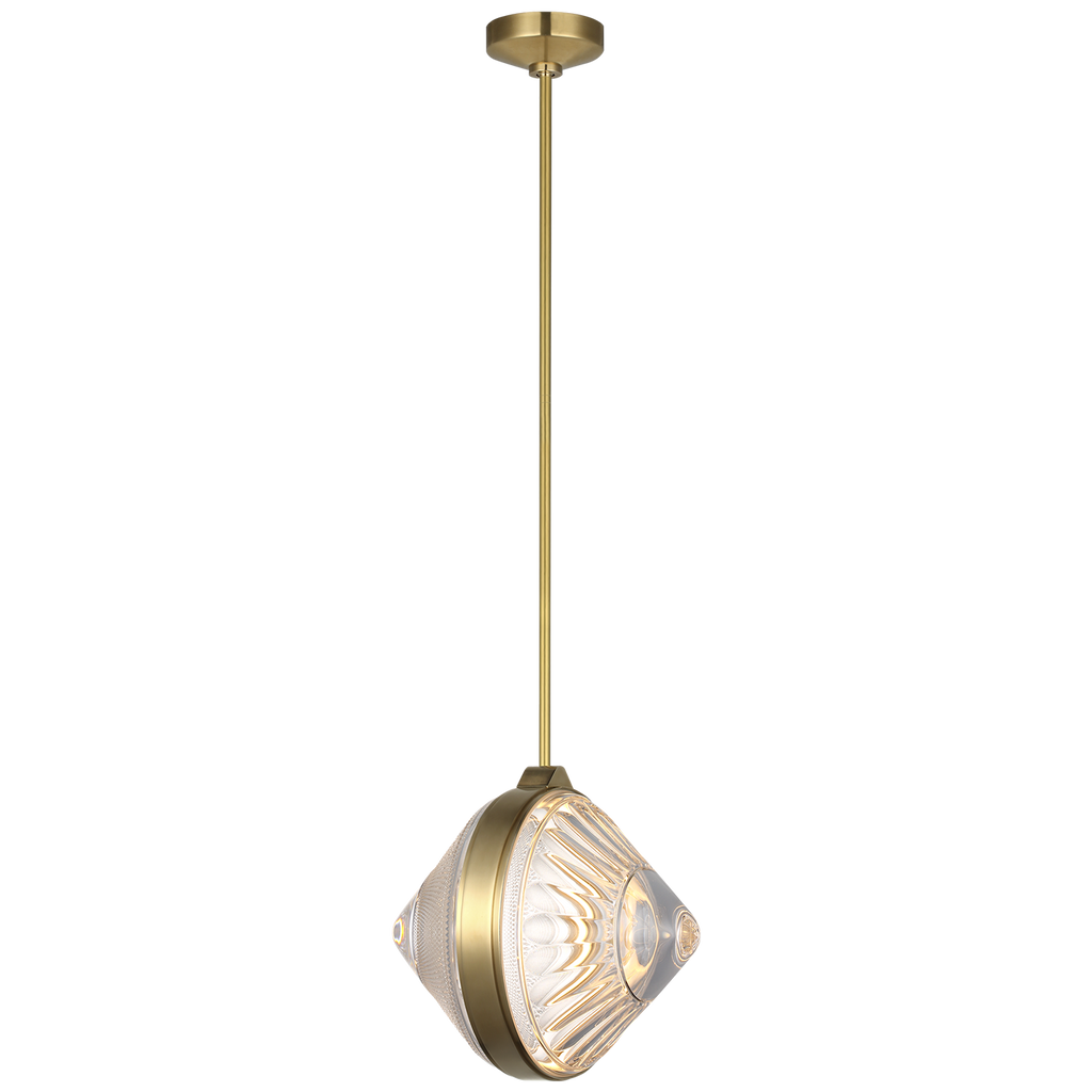 Copper Coast 15" Pendant | Natural Brass | Karo and Olive Cut Clear Crystal