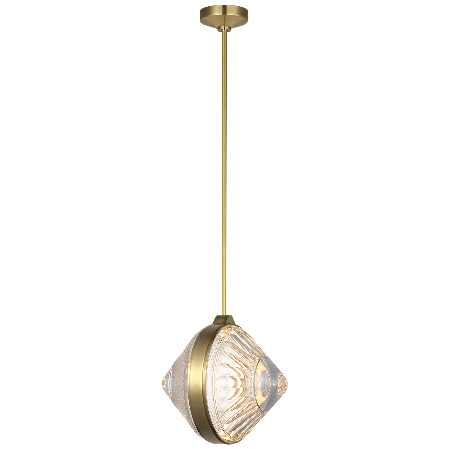 Copper Coast 15" Pendant | Natural Brass | Karo and Olive Cut Clear Crystal