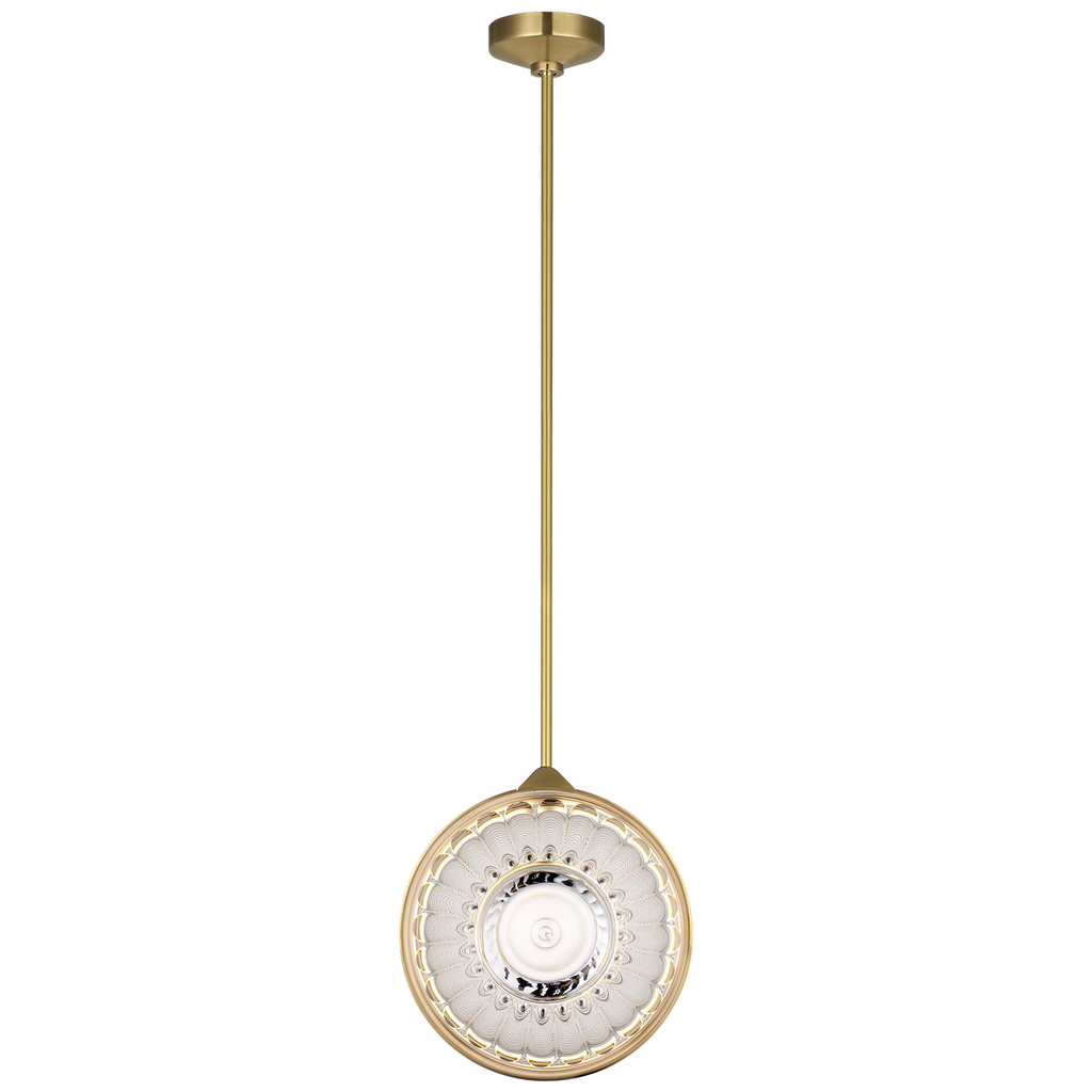 Copper Coast 15" Pendant | Natural Brass | Karo and Olive Cut Clear Crystal