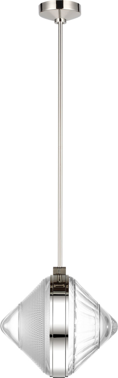Copper Coast 15" Pendant | Polished Nickel | Karo and Olive Cut Clear Crystal