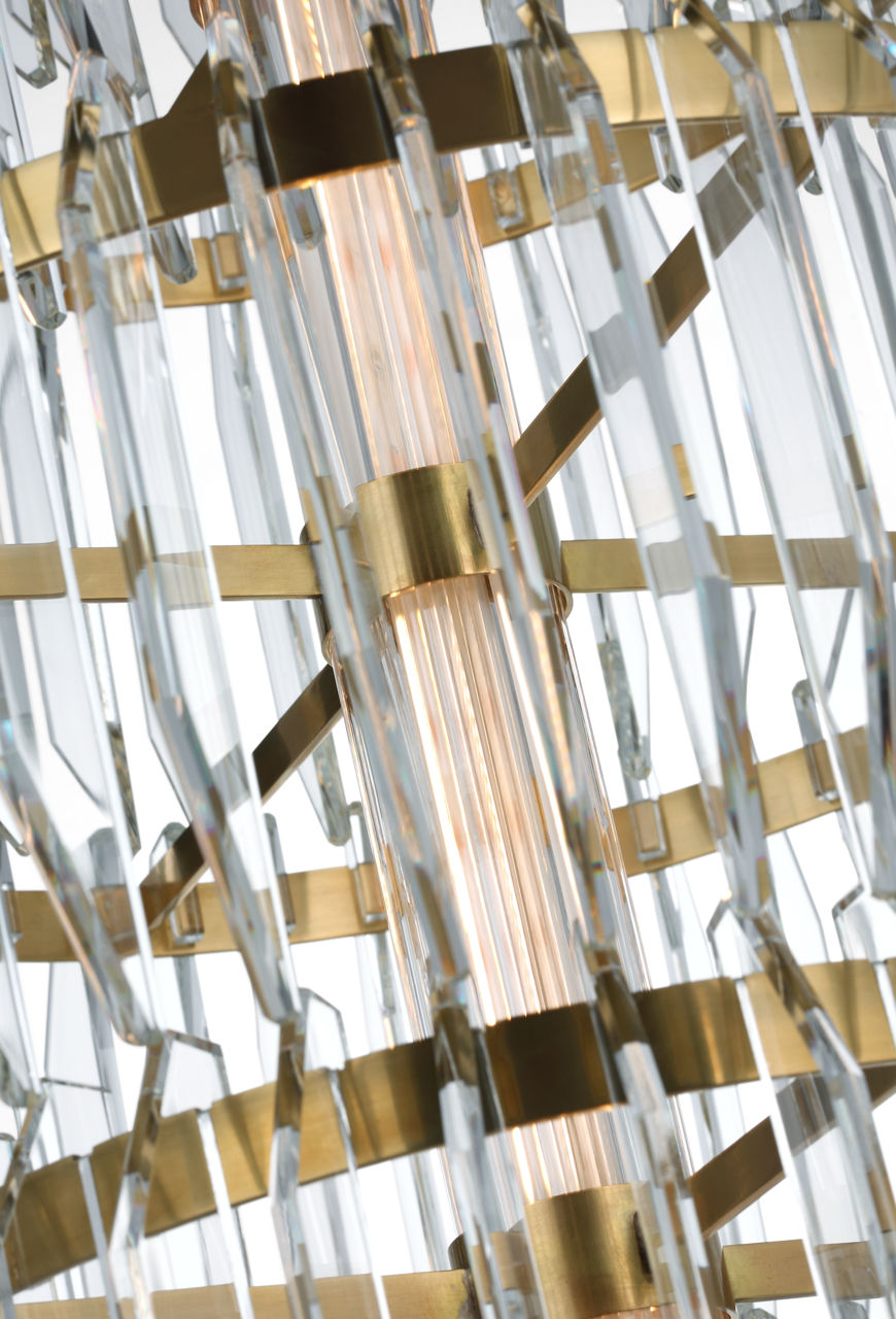 Killarney 19" Layered Entry Chandelier | Natural Brass | Clear Crystal