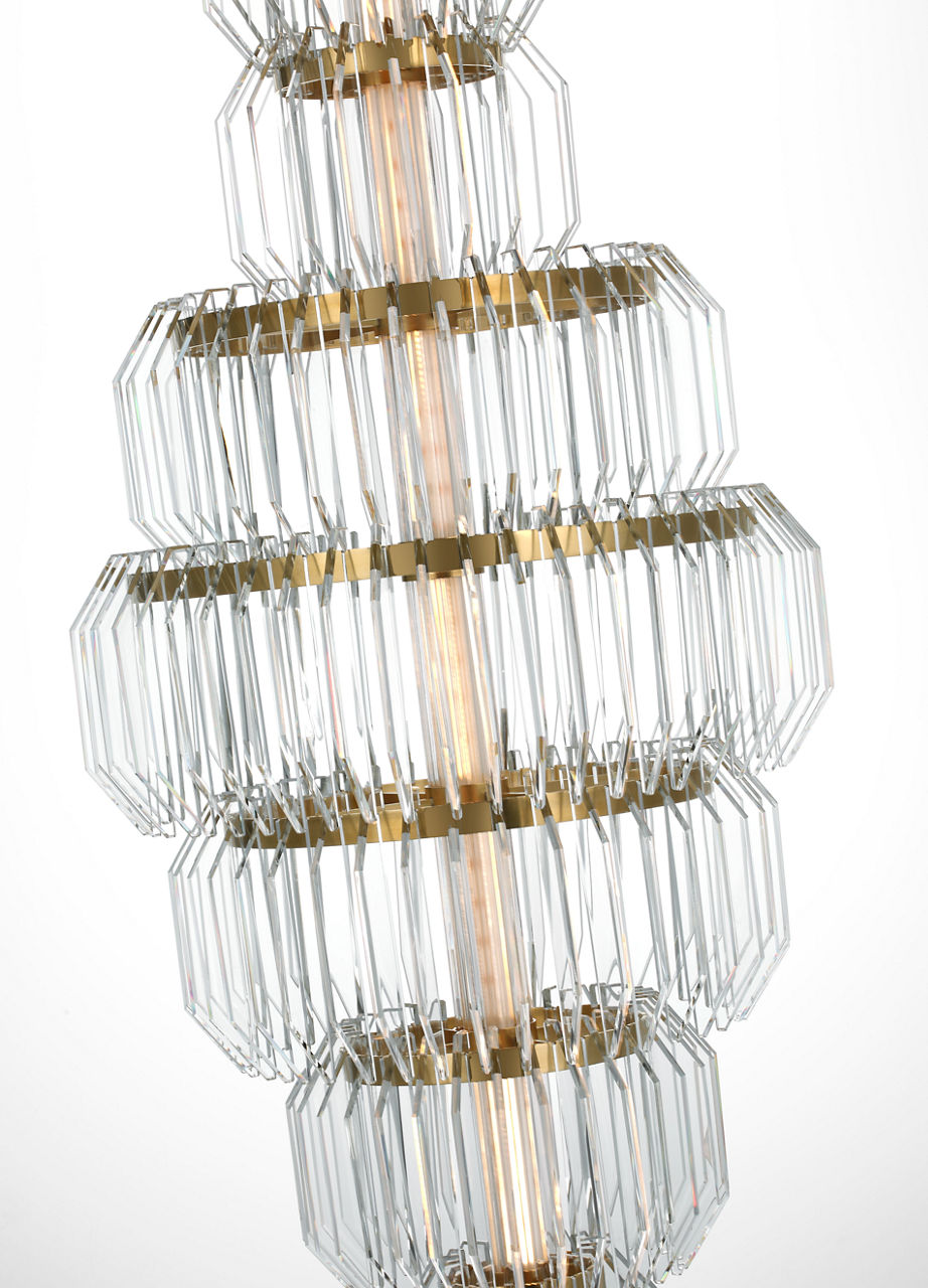 Killarney 19" Layered Entry Chandelier | Natural Brass | Clear Crystal