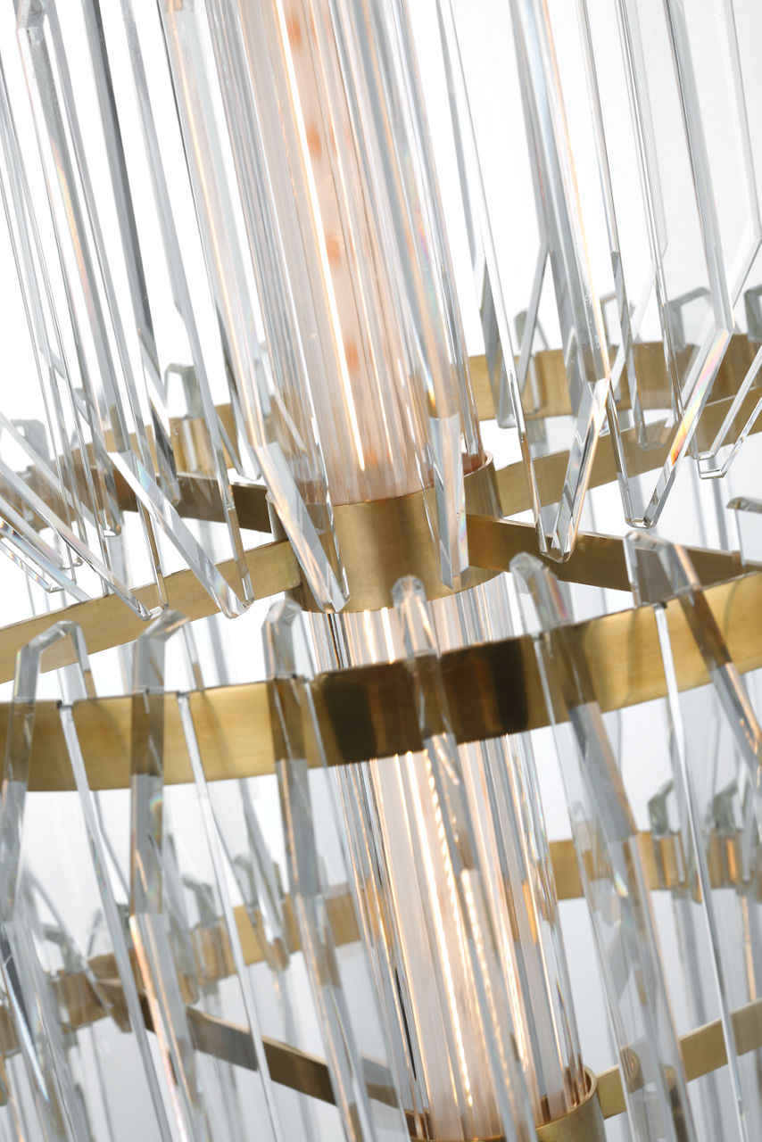 Killarney 19" Layered Entry Chandelier | Natural Brass | Clear Crystal
