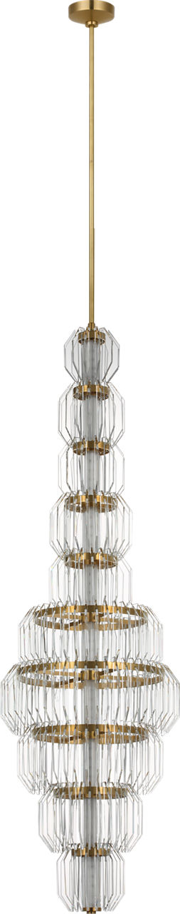 Killarney 19" Layered Entry Chandelier | Natural Brass | Clear Crystal
