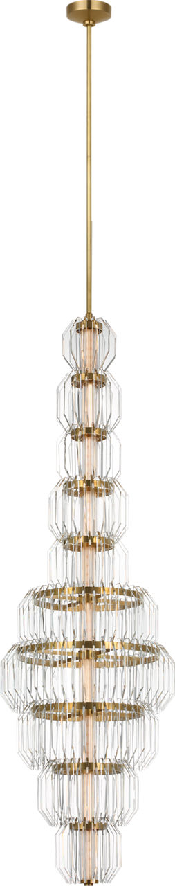Killarney 19" Layered Entry Chandelier | Natural Brass | Clear Crystal