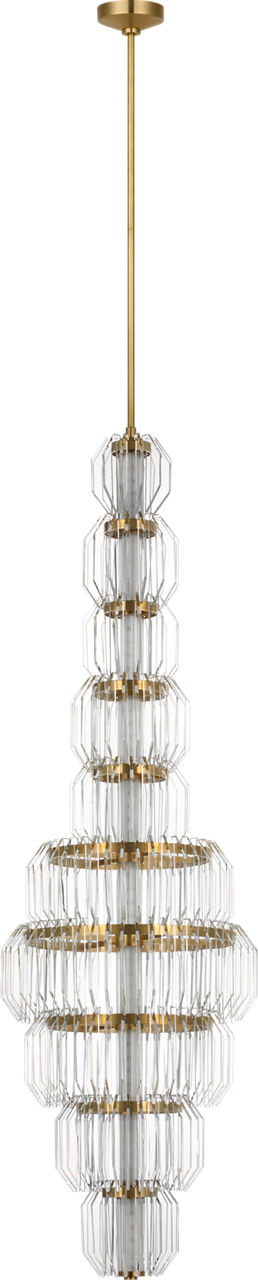 Killarney 19" Layered Entry Chandelier | Natural Brass | Clear Crystal