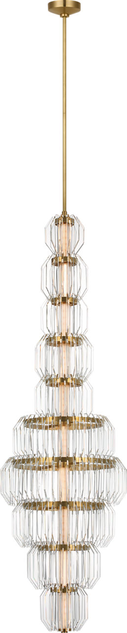 Killarney 19" Layered Entry Chandelier | Natural Brass | Clear Crystal