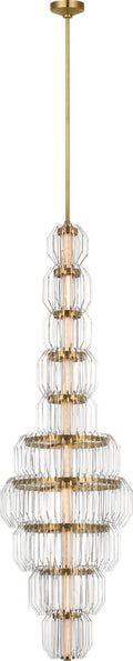 Killarney 19" Layered Entry Chandelier | Natural Brass | Clear Crystal