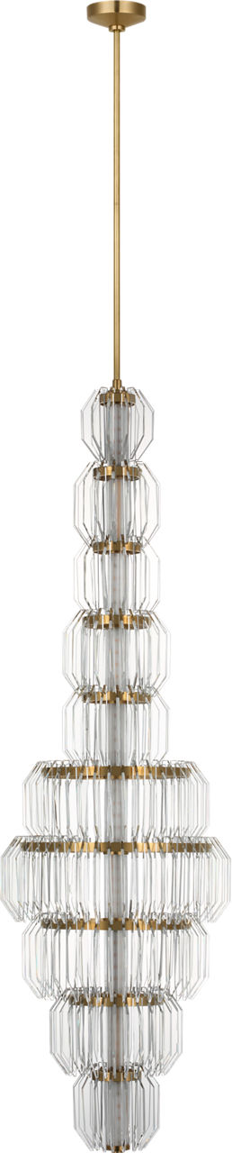 Killarney 19" Layered Entry Chandelier | Natural Brass | Clear Crystal