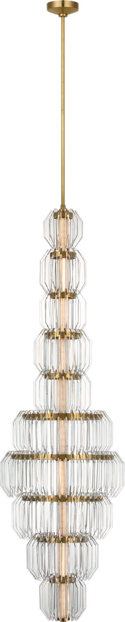 Killarney 19" Layered Entry Chandelier | Natural Brass | Clear Crystal