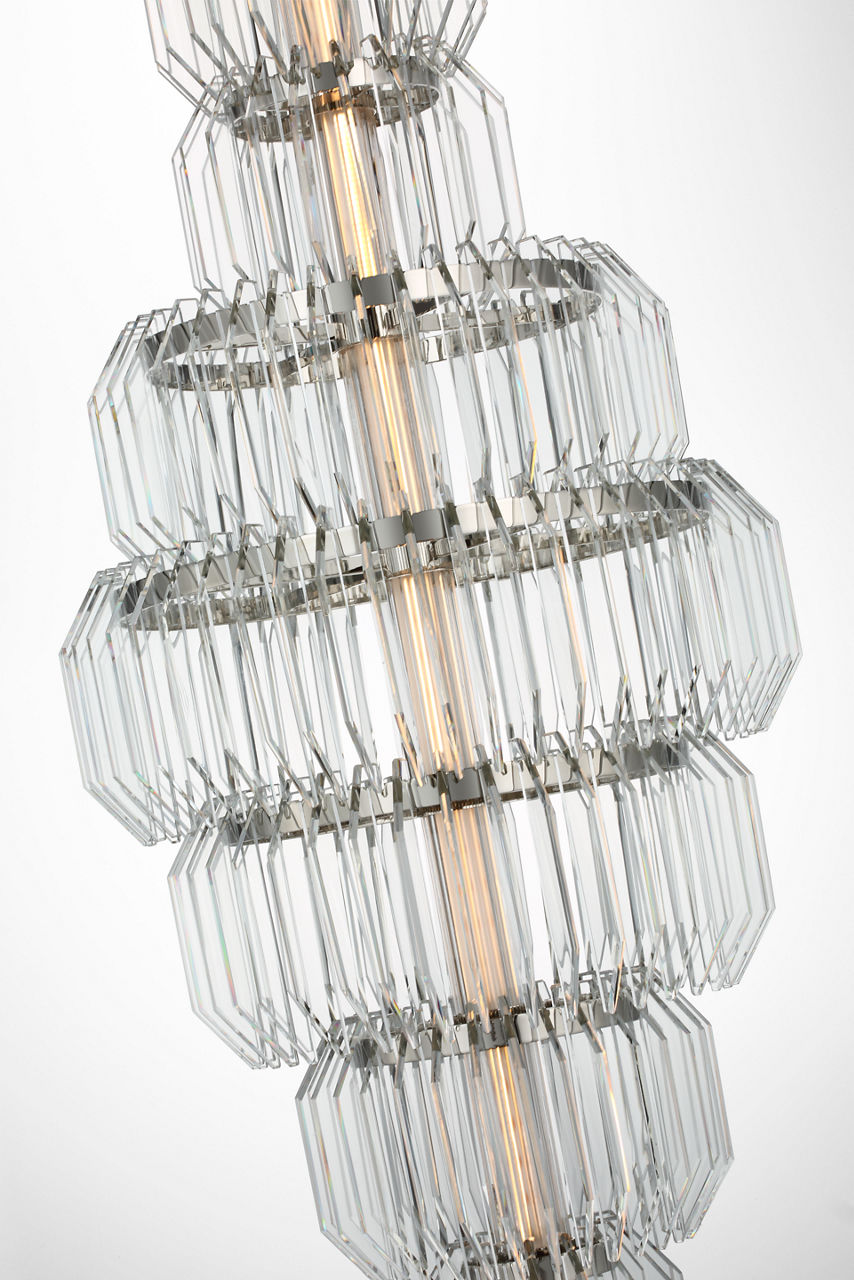 Killarney 19" Layered Entry Chandelier | Polished Nickel | Clear Crystal