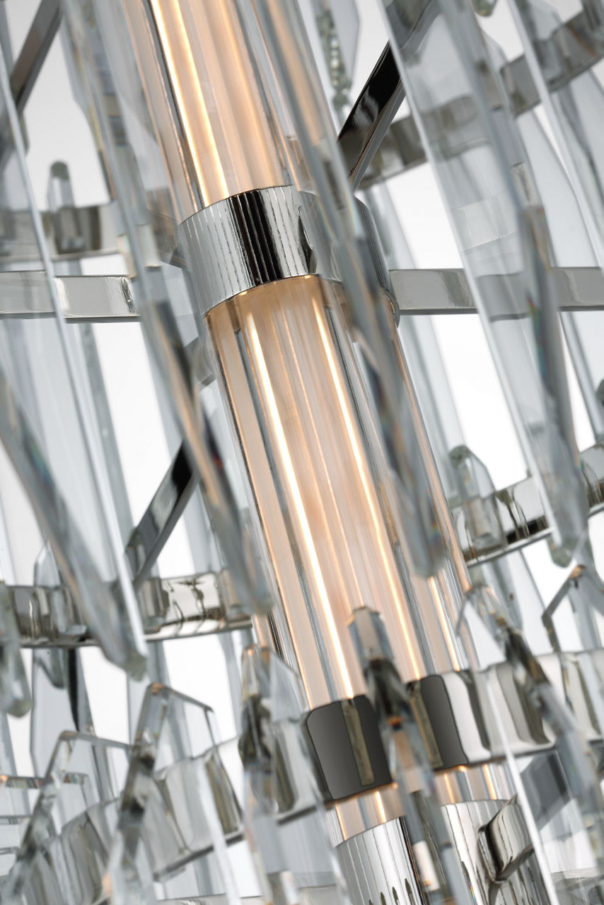 Killarney 19" Layered Entry Chandelier | Polished Nickel | Clear Crystal