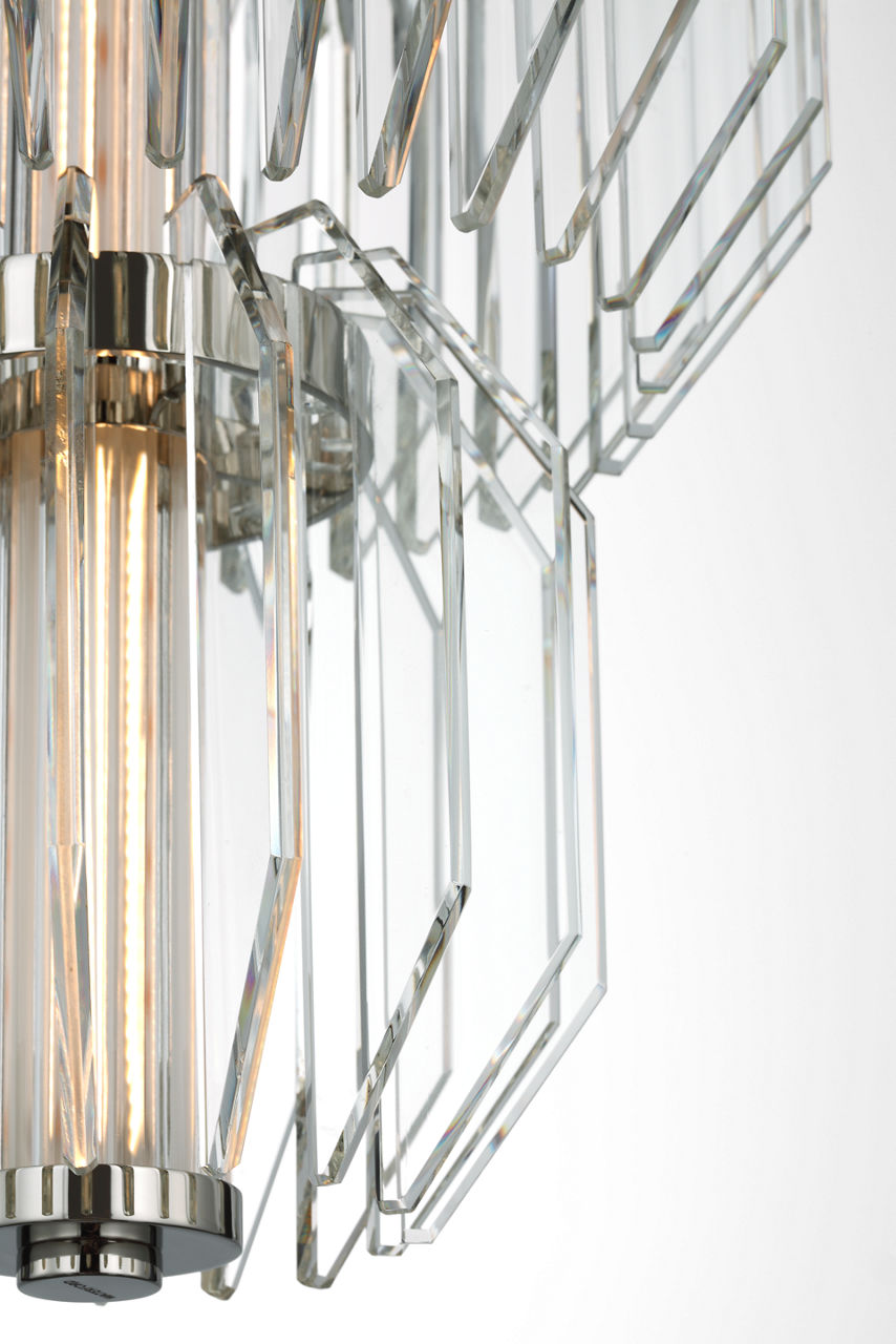 Killarney 19" Layered Entry Chandelier | Polished Nickel | Clear Crystal