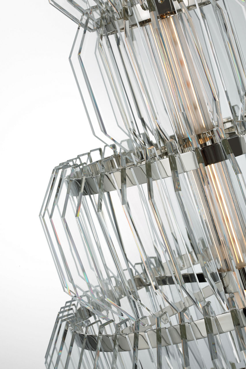 Killarney 19" Layered Entry Chandelier | Polished Nickel | Clear Crystal