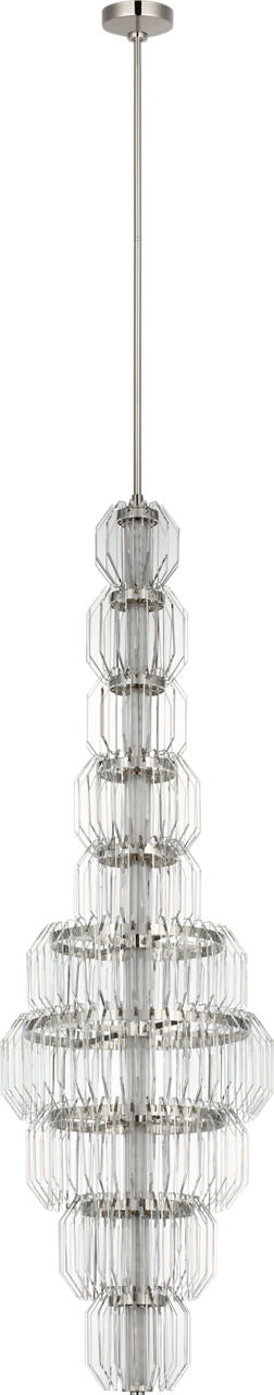 Killarney 19" Layered Entry Chandelier | Polished Nickel | Clear Crystal