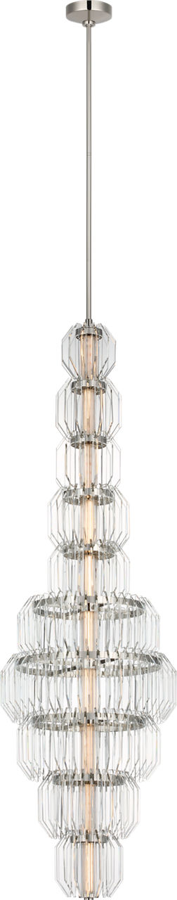 Killarney 19" Layered Entry Chandelier | Polished Nickel | Clear Crystal