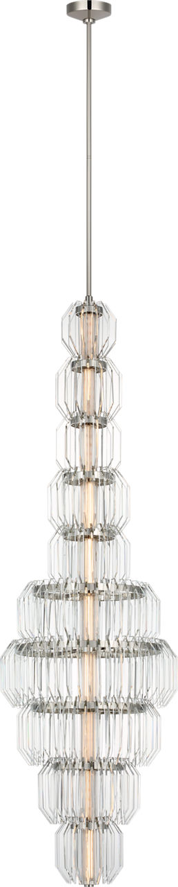 Killarney 19" Layered Entry Chandelier | Polished Nickel | Clear Crystal