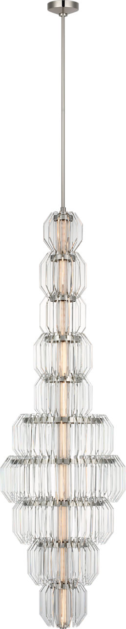 Killarney 19" Layered Entry Chandelier | Polished Nickel | Clear Crystal