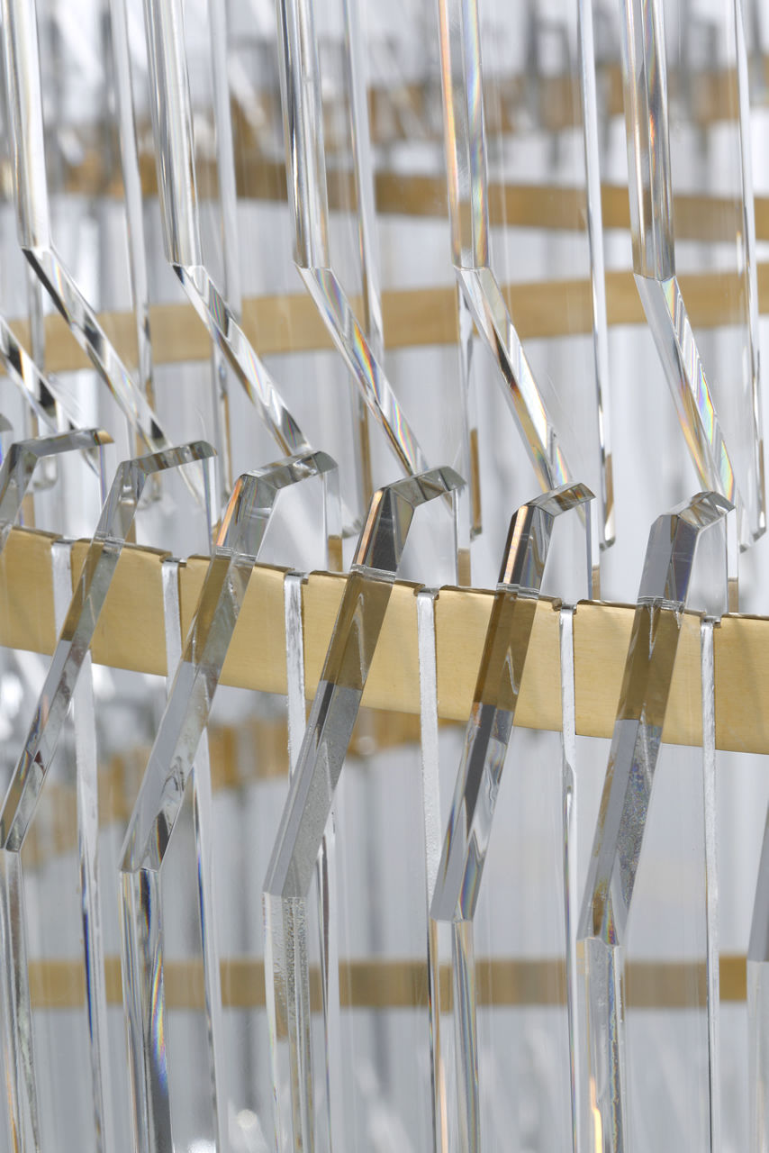 Killarney 32" Layered Drum Chandelier | Natural Brass | Clear Crystal