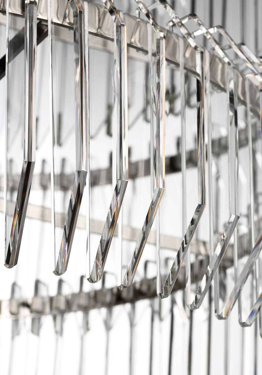 Killarney 32" Layered Drum Chandelier | Polished Nickel | Clear Crystal