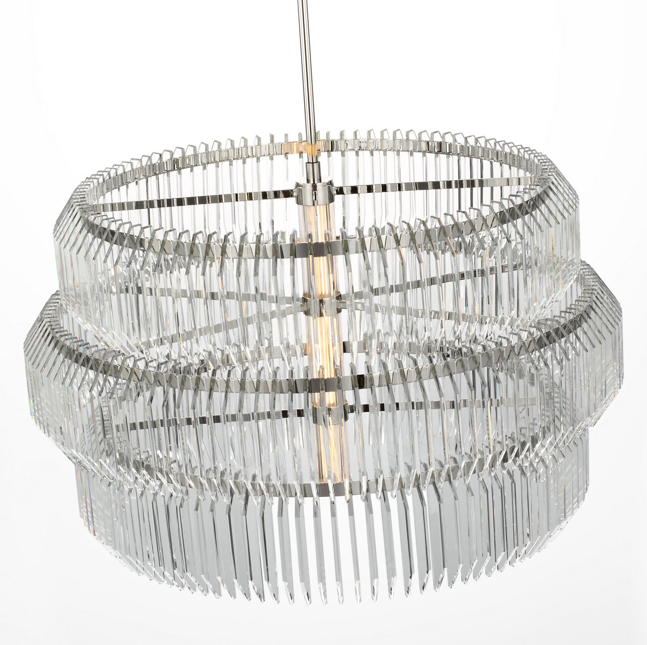 Killarney 32" Layered Drum Chandelier | Polished Nickel | Clear Crystal