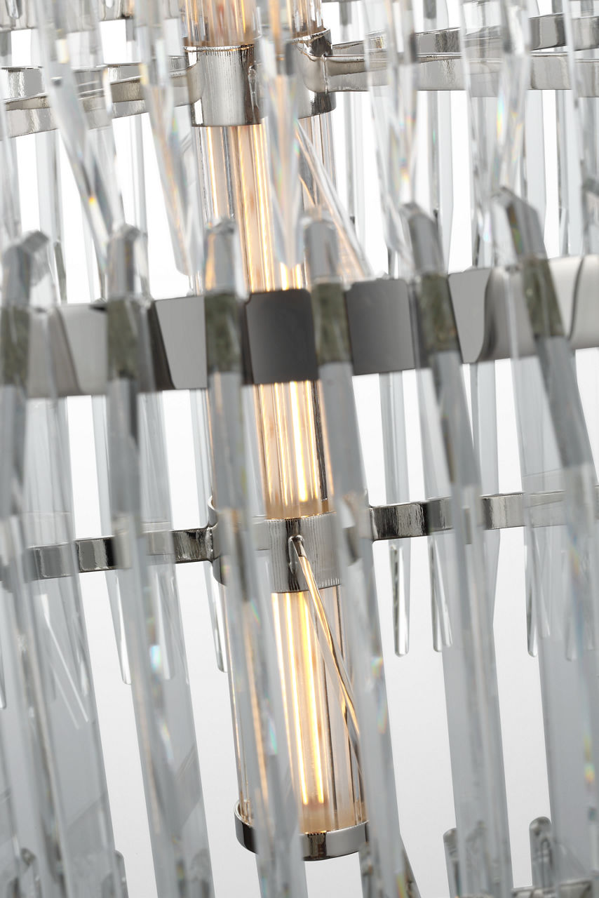 Killarney 32" Layered Drum Chandelier | Polished Nickel | Clear Crystal
