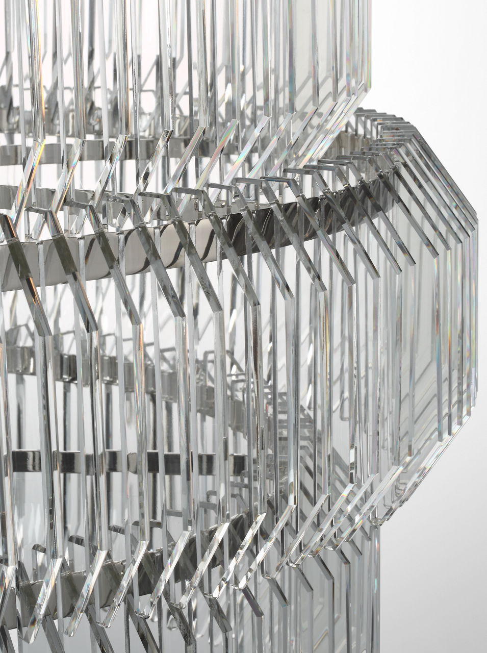 Killarney 32" Layered Drum Chandelier | Polished Nickel | Clear Crystal